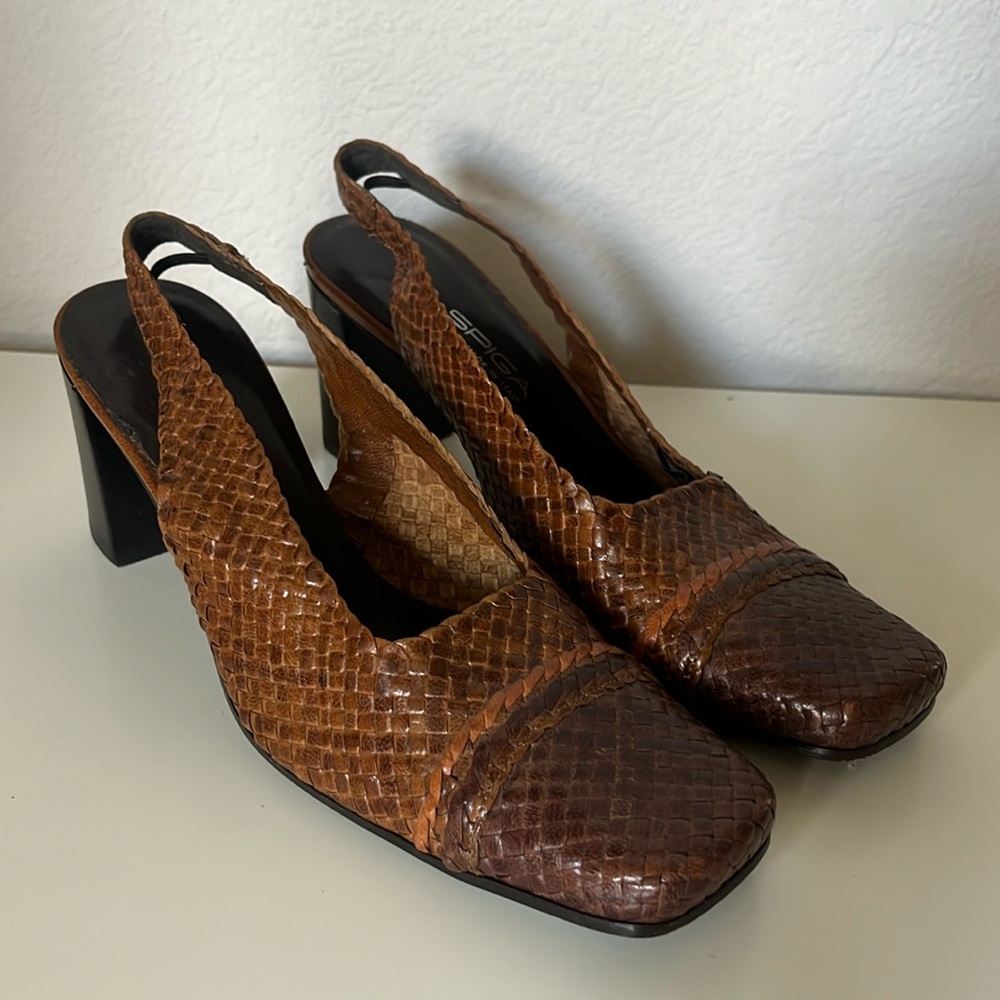 Via Spiga Woven Brown 3” Block Heels in Size 6M 56